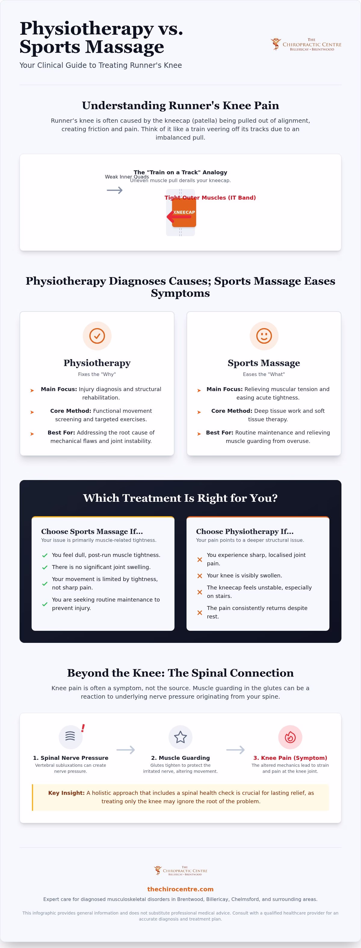 Physio vs sports massage for runners knee Brentwood